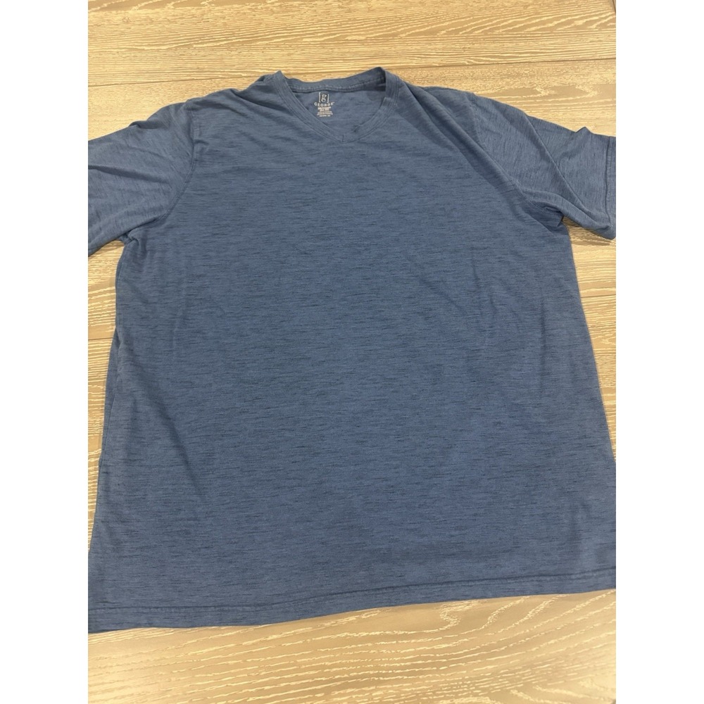 George Mens 3XLT Tall Blue V-Neck T-Shirt 60/40 Cotton Blend Big & Tall Tee